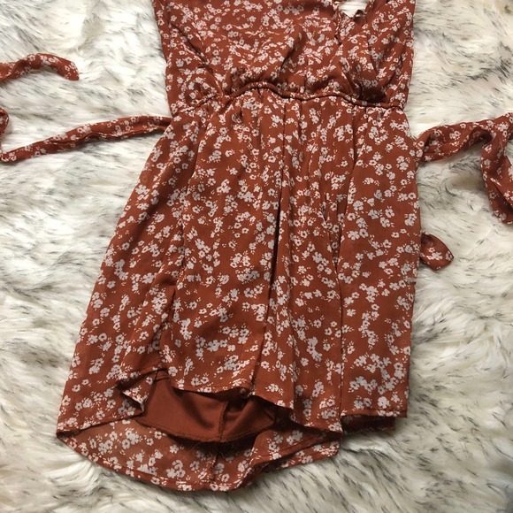 Daytrip Floral Print Sleeveless Orange & White Mini Dress Small - Picture 12 of 13